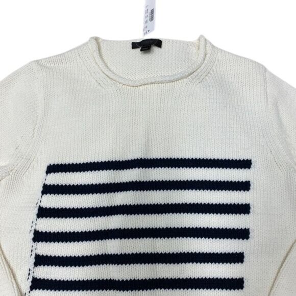 J.Crew 1988 Navy Striped Rollneck Sweater Ivory/Navy Stripe - Picture 4 of 4